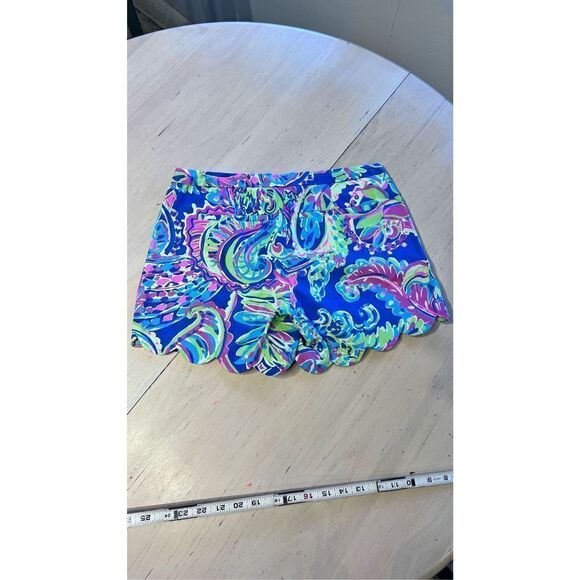 LILLY PULITZER MAGNOLIA SCALLOPED HEM BLUE SHORTS WOMENS SZ 2 - Picture 8 of 10